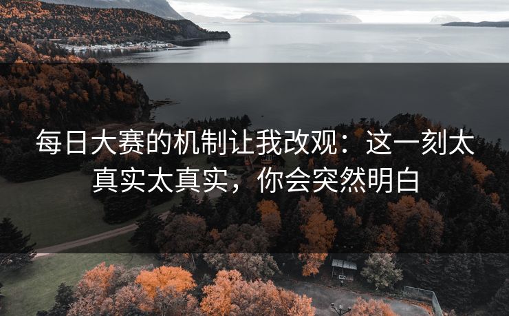 每日大赛的机制让我改观：这一刻太真实太真实，你会突然明白