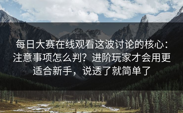 每日大赛在线观看这波讨论的核心：注意事项怎么判？进阶玩家才会用更适合新手，说透了就简单了